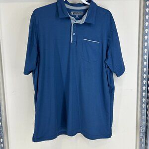 Pebble Beach Mens XXL Navy Blue Dry Luxe SS polo Golf shirt Gray color accent